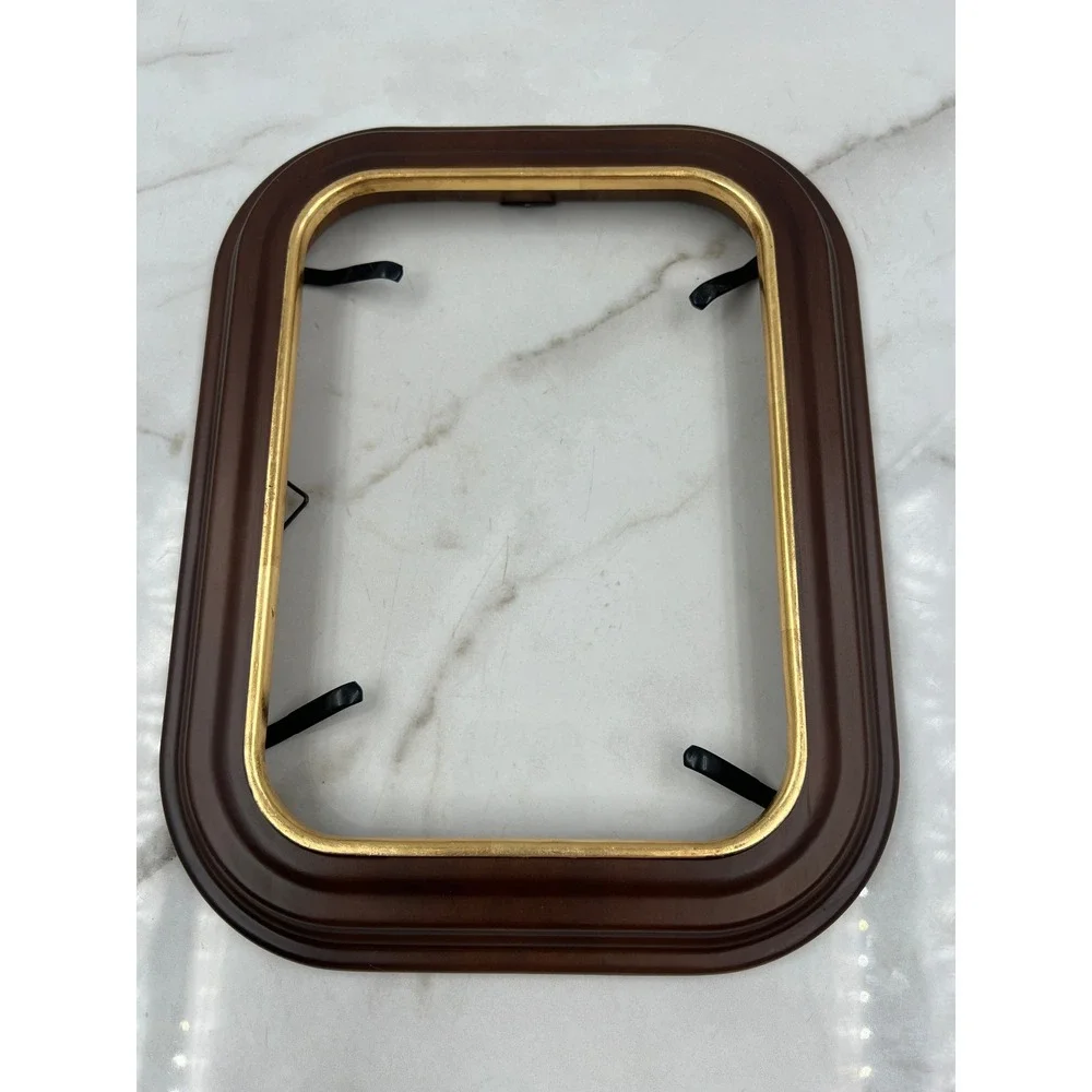Van Hygan & Smythe CS95 Wood Picture Frame Brown Gold Trim 9x11 Oval Rectangular